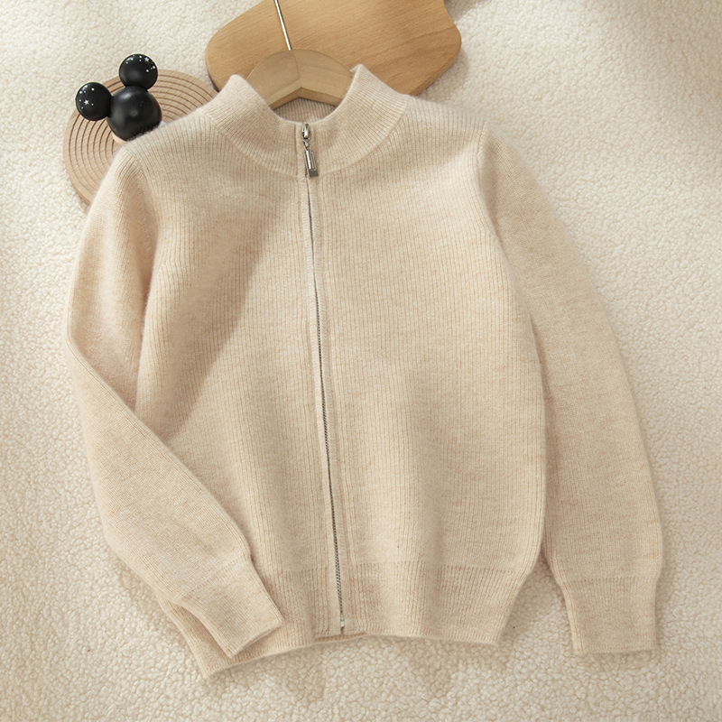 Half-neck Zipper Kids Cashmere Sweater REAL SILK LIFE