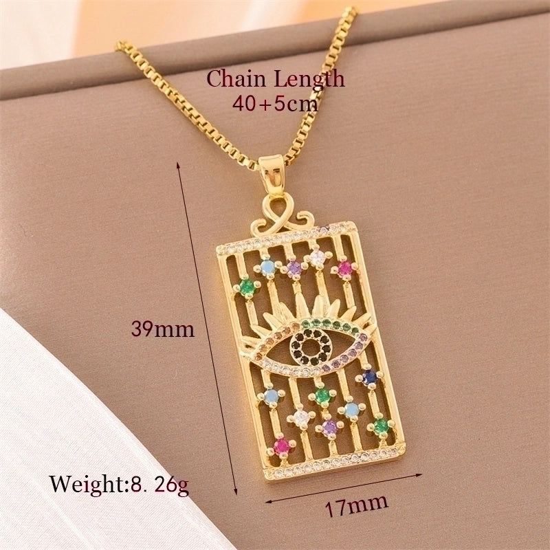 Stainless Steel Titanium Steel 18K Gold Plated Retro Lady Roman Style Enamel Plating Inlay Snake Bee Butterfly Zircon Pendant Necklace