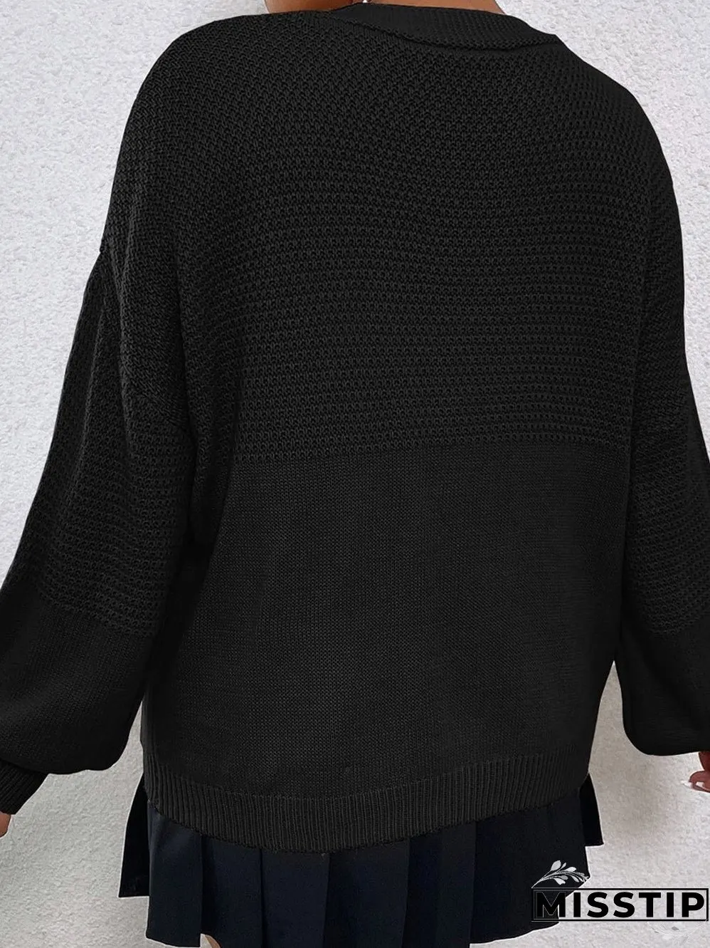 Sweet Black Floral Bubble Sleeve Cardigan with Shoulder Drop