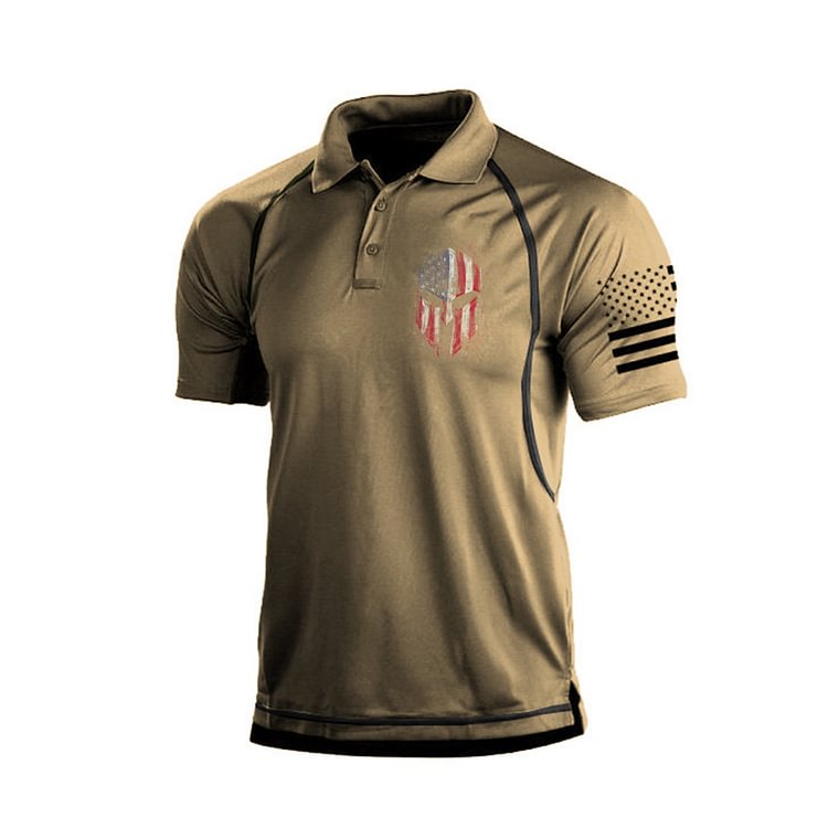USA FLAG SPARTAN ESSENTIALS GRAPHIC POLO SHIRT