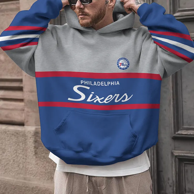 Philadelphia 76ers Printed Hooded Pocket Pullover Hoodie