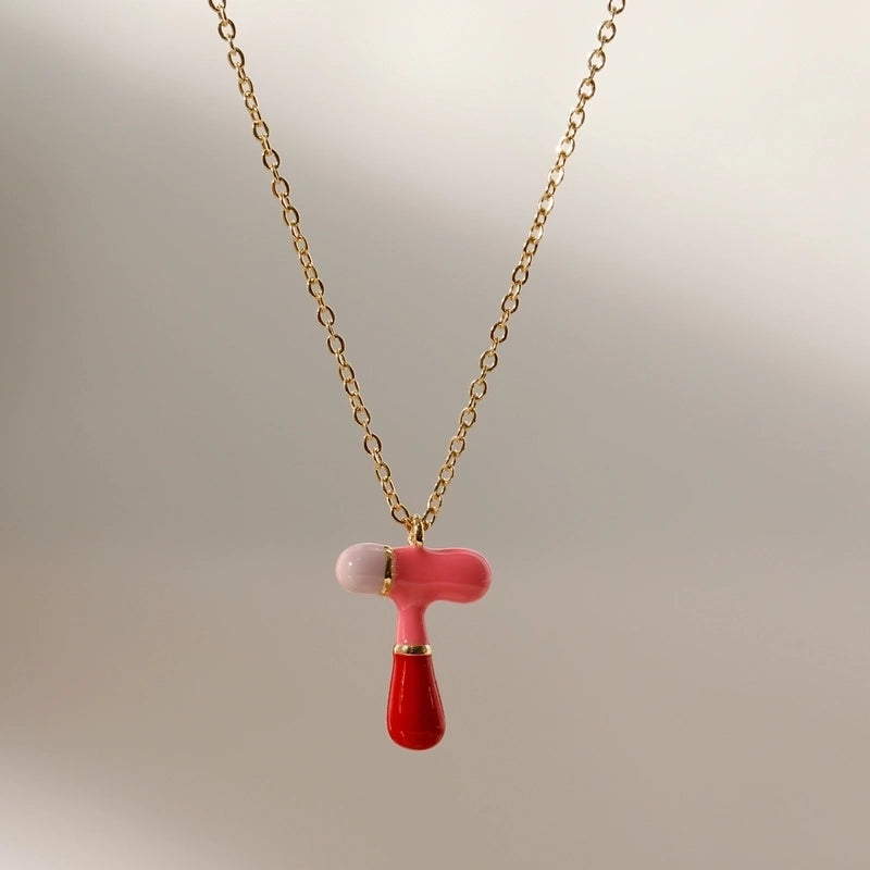 Copper 14K Gold Plated Chain Letter Pendant Necklace