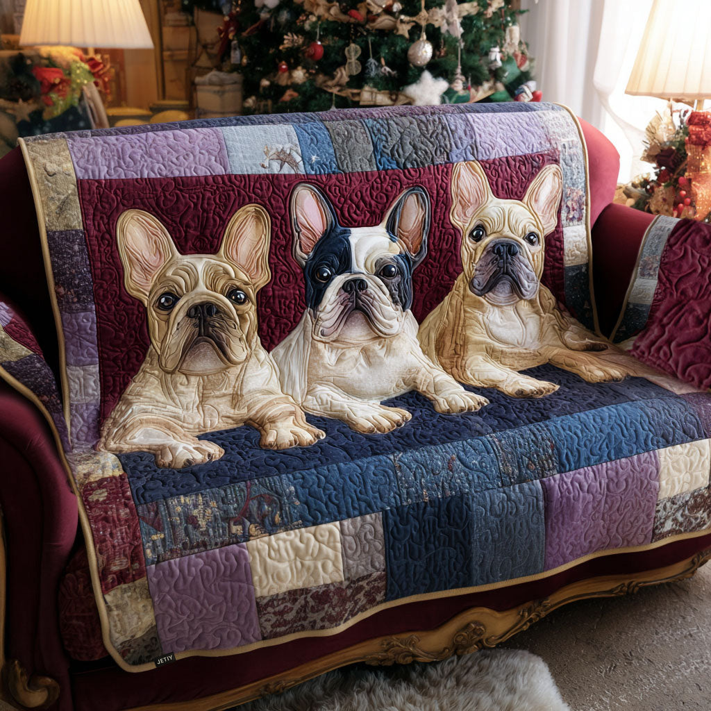 Frenchie Love Quilted Sofa Cover NCU0PT9919 everthome