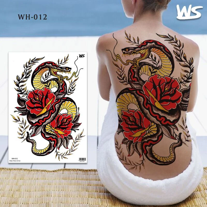temporary tattoos custom large body art sexy animal tiger dragon peony lion sexy tattoo for women girls back waterdecal big size