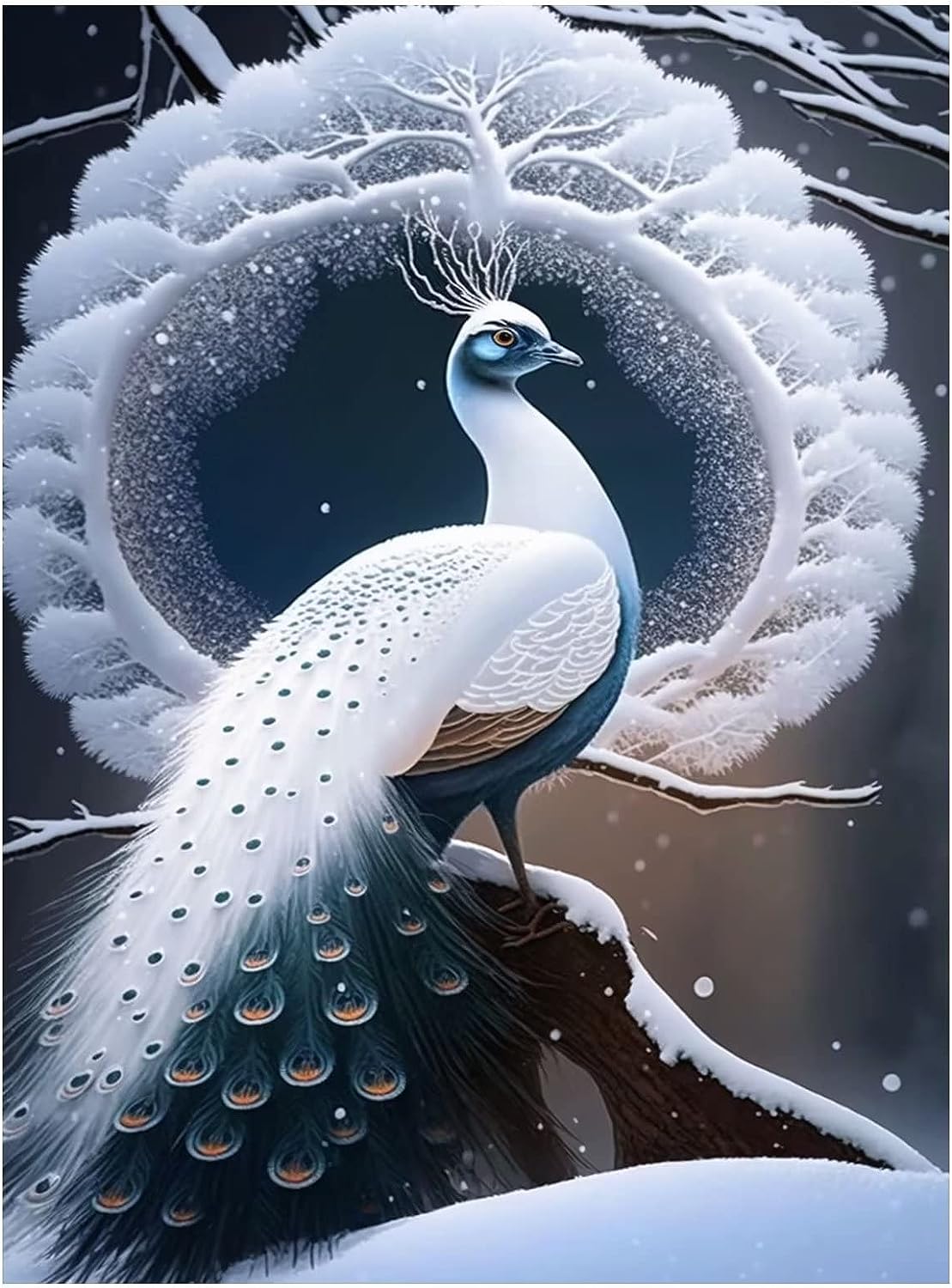 Living Room Art, Ocean Wall Art, White Peacock Frameless Canvas Wall Art, Artwork, Wall Art For Kitchen, Beach Painting, Prints Wall Art, Living Room Artwork For Wall 16 inch  W x 20 inch  H White