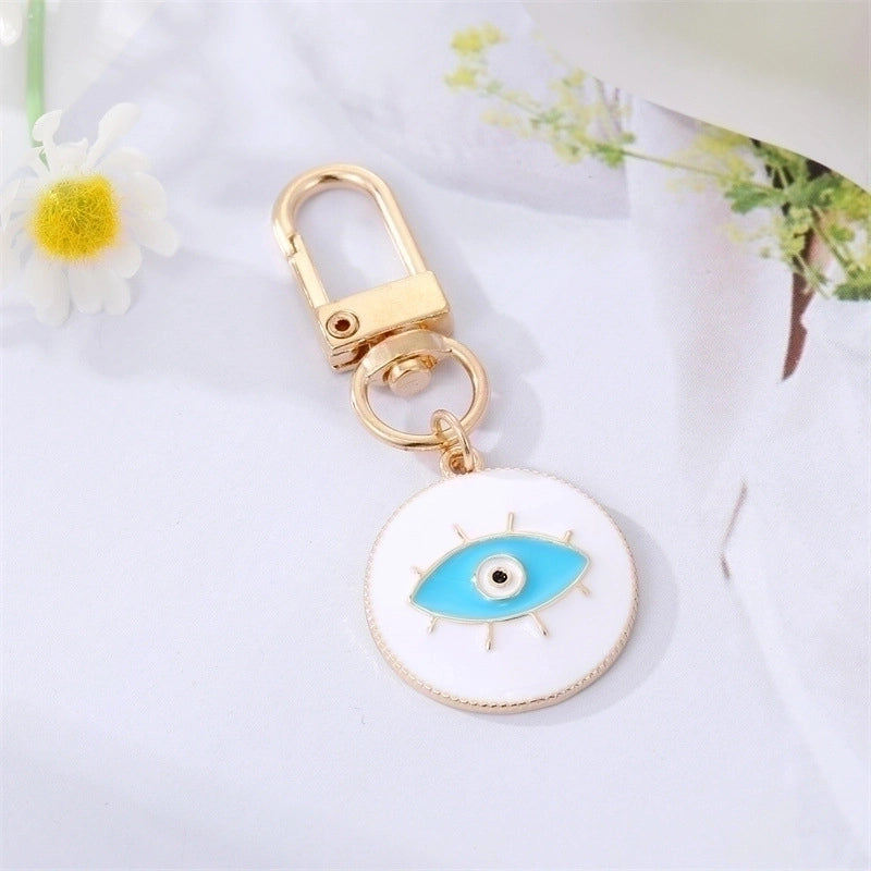 5 Pieces Fashion Colorful Oil Eyelash Eye Keychain Drill Patch Pendant Accessories