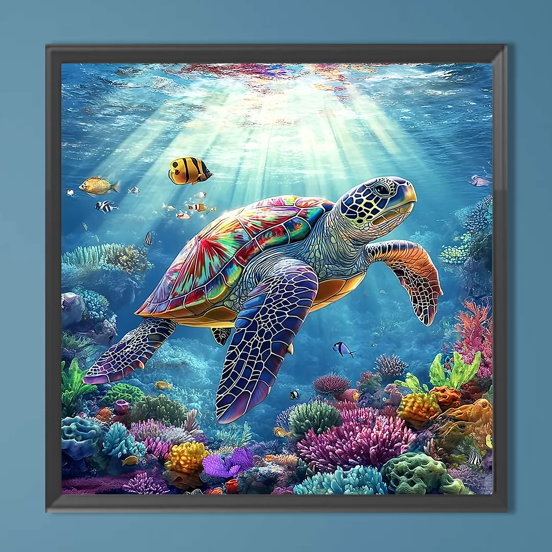 Sea Turtle Full DIY 5D Round Drill Gem Art Diamond Painting Kits 11.81x11.81 in Diamond Art Kits Diamond Dots Paintings Picture Arts Craft for Adults/Beginners Gift Idea Home Decor