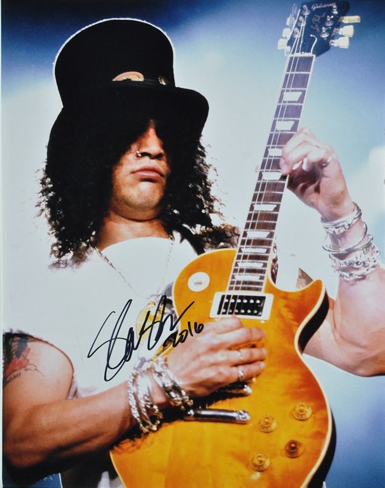 SLASH SIGNED Photo Poster painting Saul Hudson Velvet Revolver Guns N Roses 11x 14 wcoa