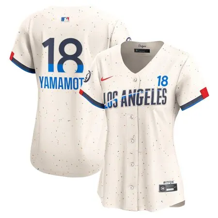 Women's Los Angeles Dodgers #18 Yoshinobu Yamamoto  Cream 2024 City Connect Limited Player Jersey