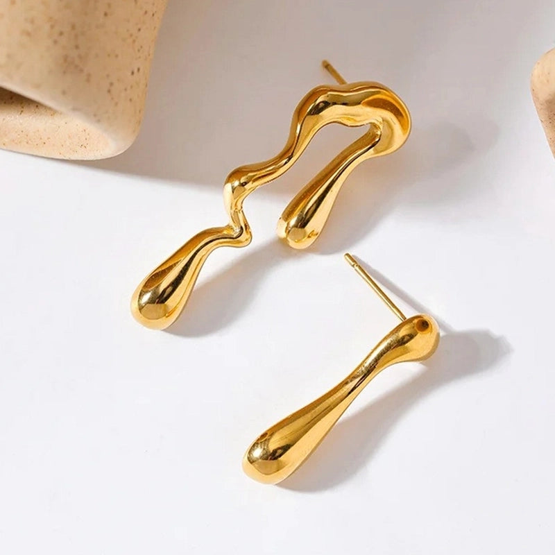 1 Pair Minimalist Water Droplets 304 Stainless Steel 18K Gold Plated Ear Clip Ear Studs