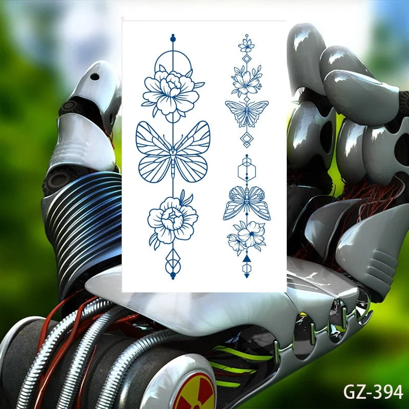 Temporary Tattoo Stickers Love Creative Geometry Totem Juice Ink Lasting Waterproof Sexy Girl Arm Face Neck Realistic Fake Tatoo