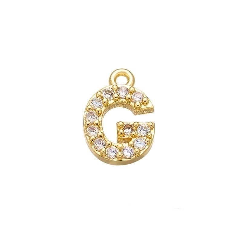 1 Piece 925 Sterling Silver Zircon 22K Gold Plated Rhodium Plated Letter Pendant Charms