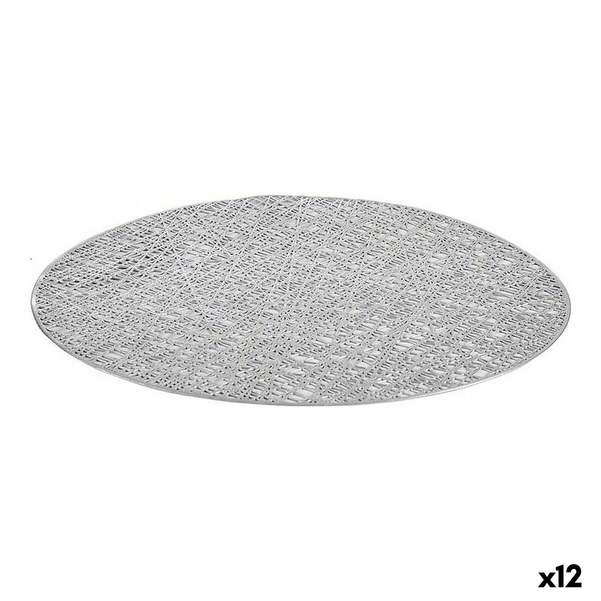 Table Mat Kinvara Silver Plastic 30 % Polyester &Oslash; 38 cm 38 x 0,01 x 38 cm (12 Units)