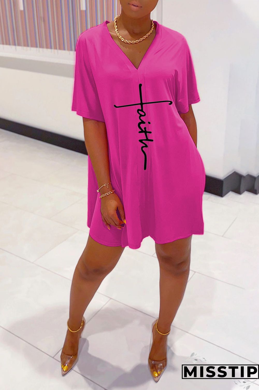 Burgundy Casual Print Patchwork V Neck Short Sleeve Two Pieces