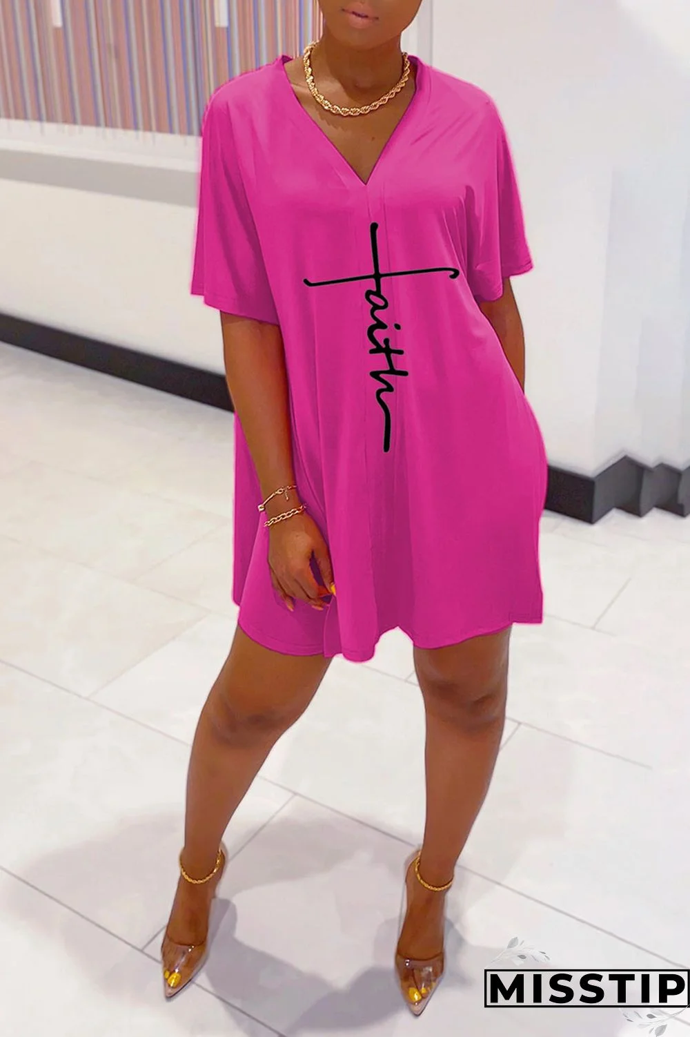 Burgundy Casual Print Patchwork V Neck Short Sleeve Two Pieces