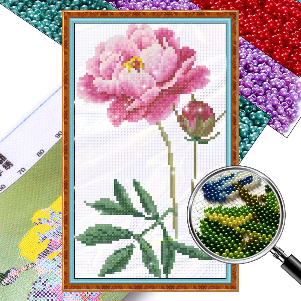 [Bead Embroidery] - 9CT Partial Stamped Cross Stitch - Flower (18*30CM)