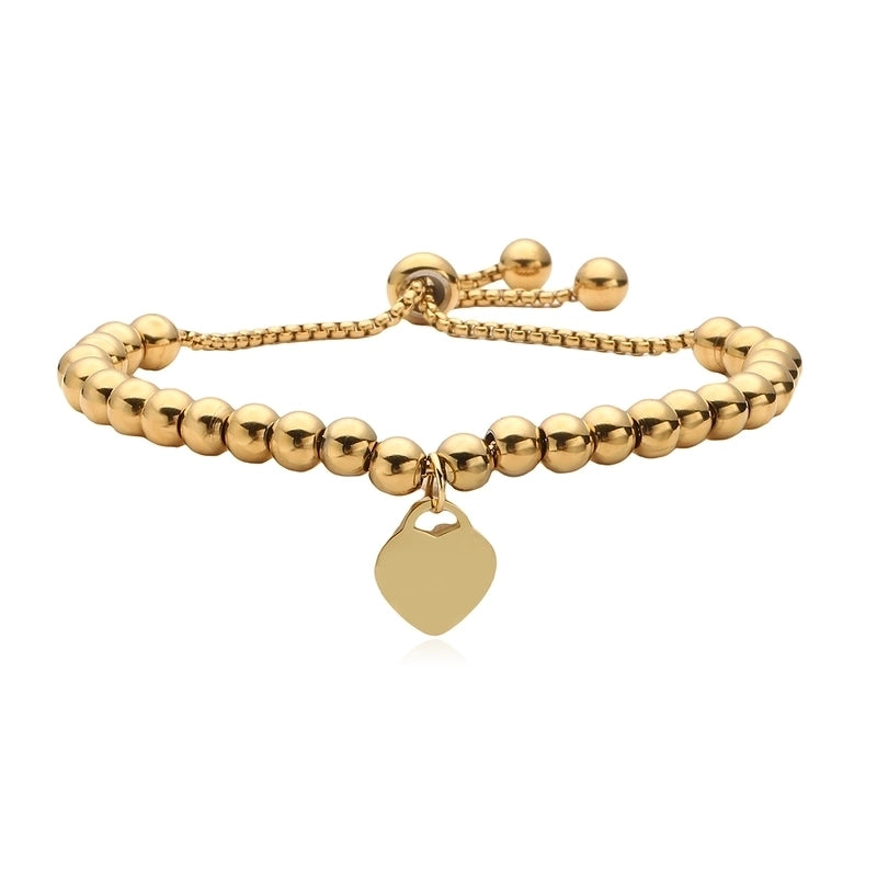 Retro Minimalist Heart Shape 304 Stainless Steel Ball Chain Bracelets In Bulk