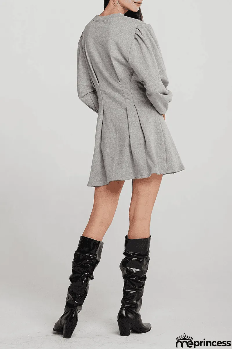 Casual Solid Patchwork O Neck Waist Skirt Dresses