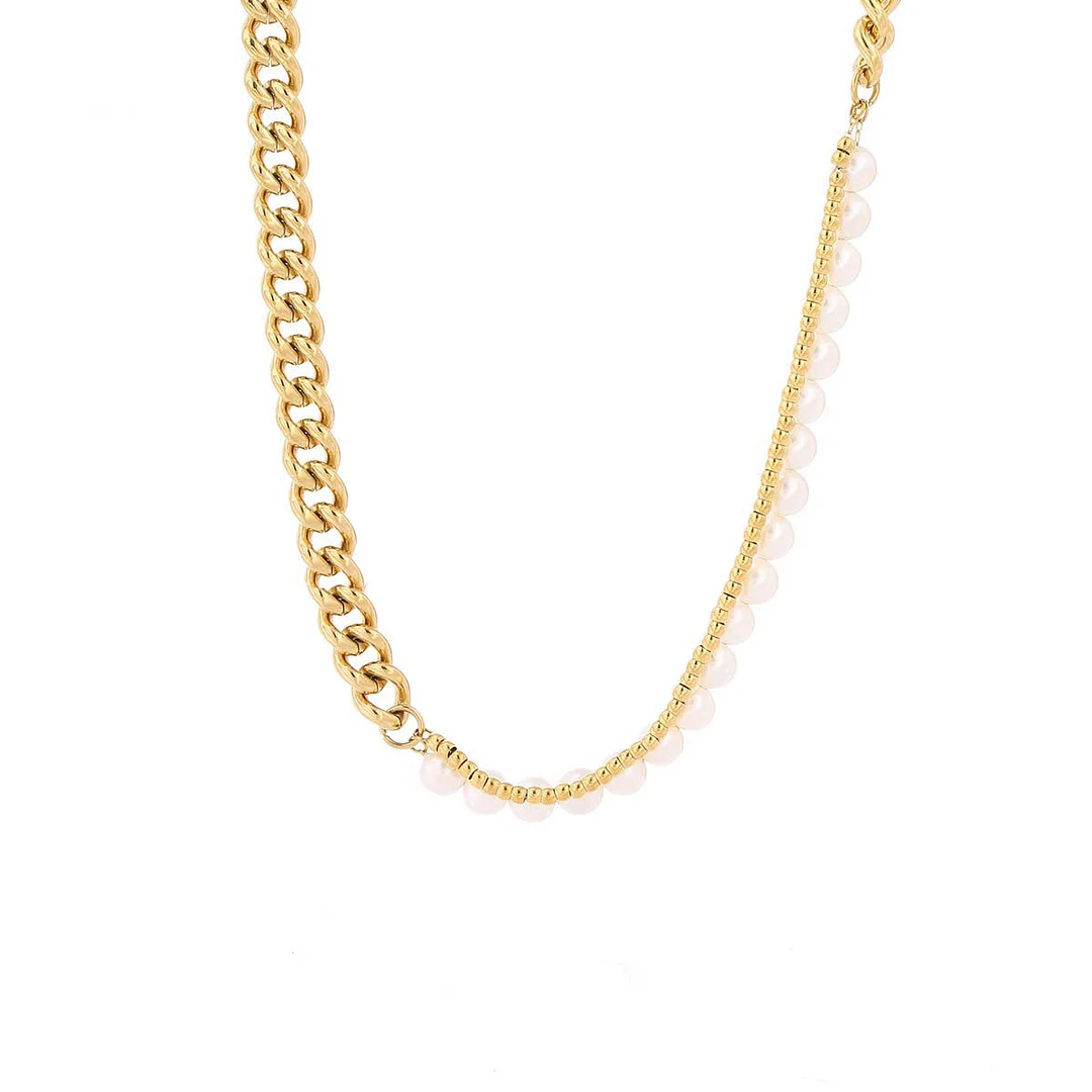 Fashion Snake Head Style Pearl Stainless Steel Necklace