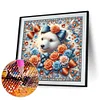 Diamond Painting -DIY Round Drill Flowers White Bear