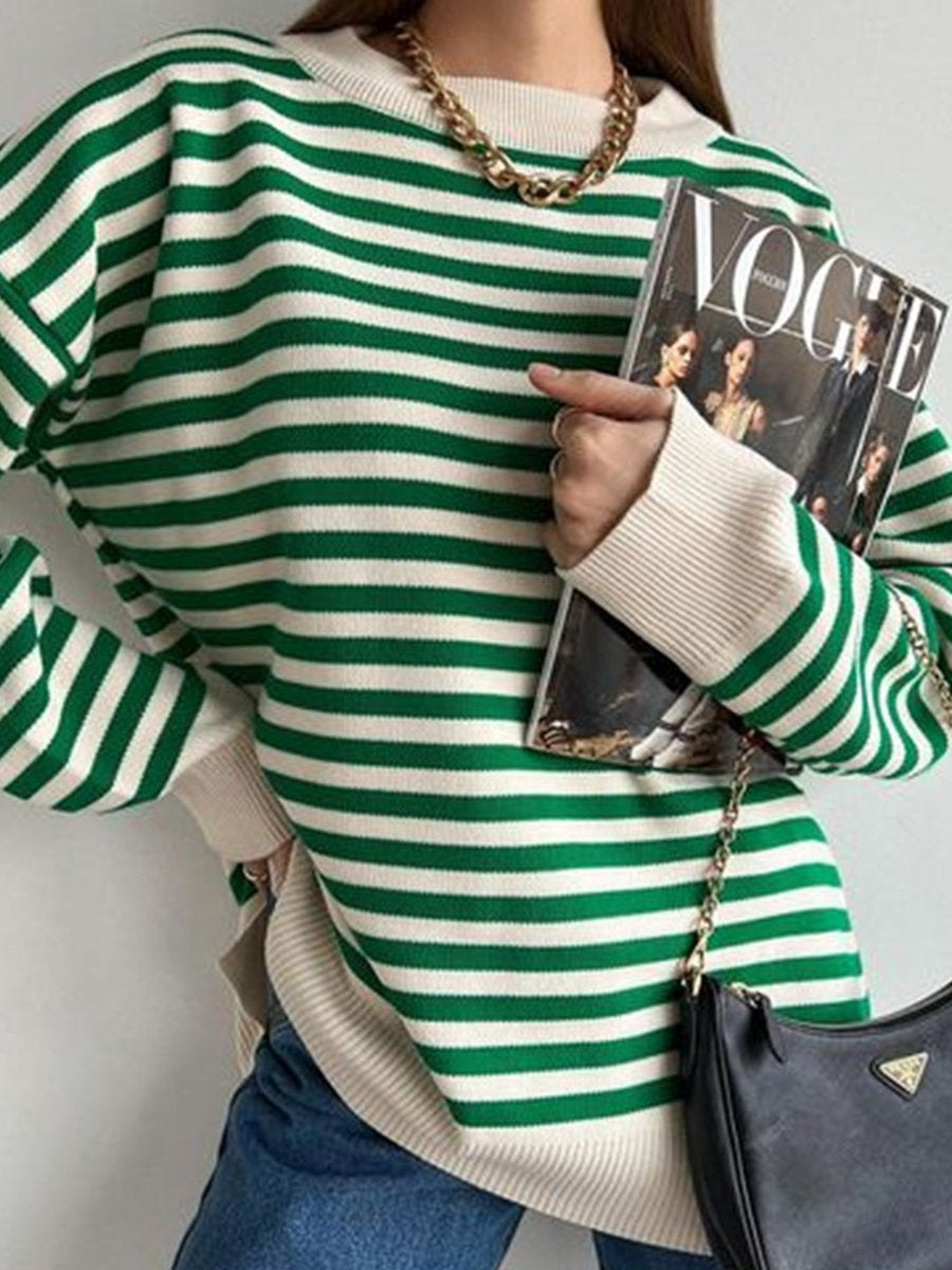 Round Neck Loose Striped T-Shirt