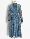  Geometric Pattern Hollow Split-Joint Maxi Dress
