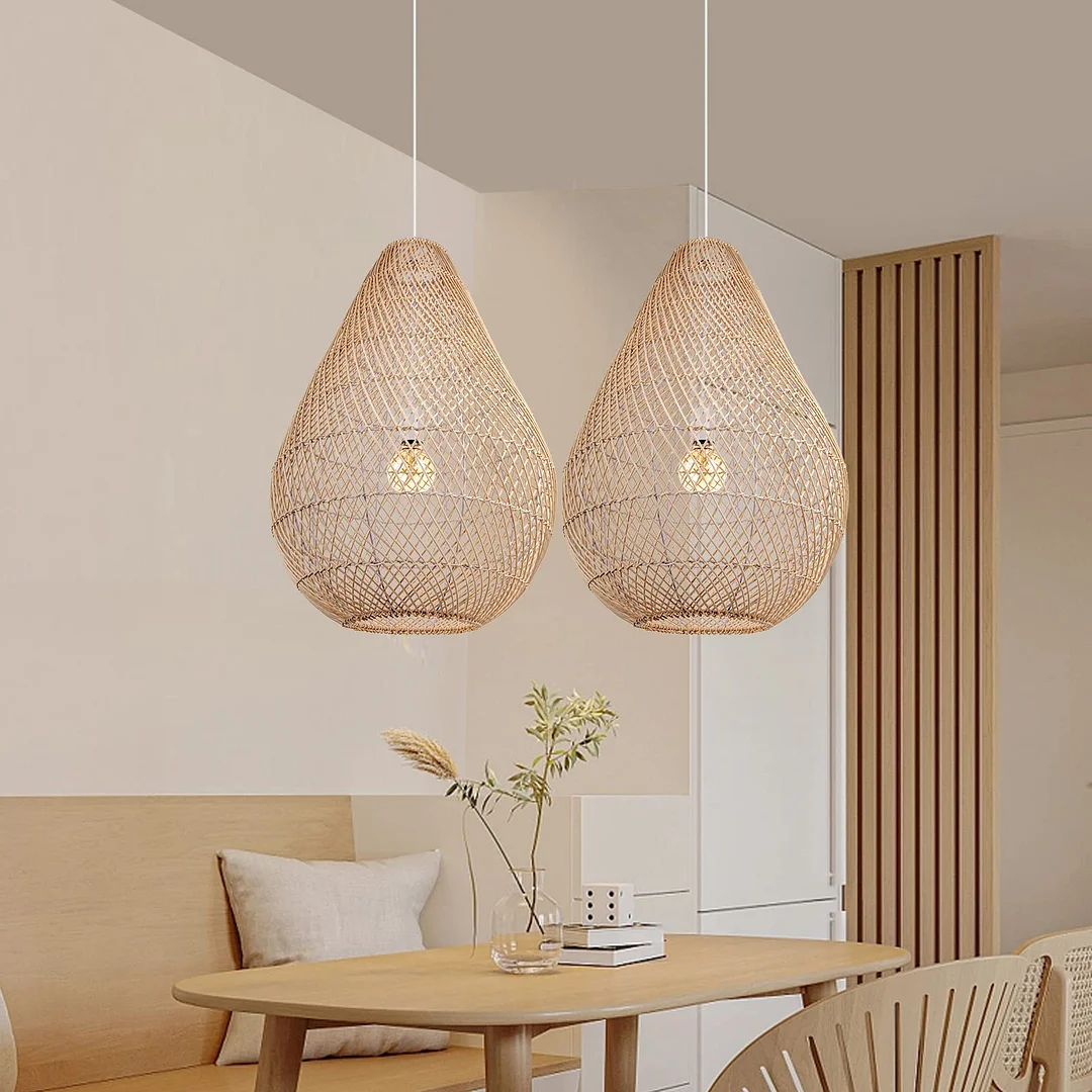 Arturest Pendant Light Handmade Rattan Chandelier Tear Shape Lantern ...