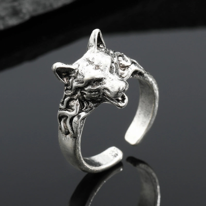 Fashion Metal Ring Retro Silver Feather Leaf Opening Alloy Ring