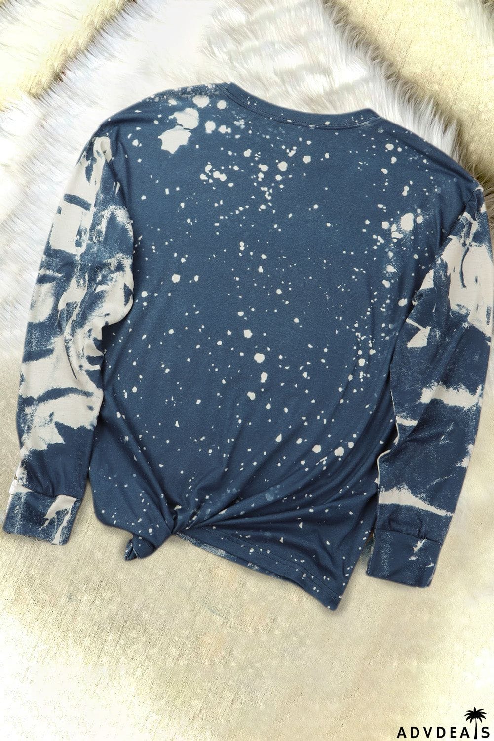 Multicolor Vintage Bleached Burning Vibe Long Sleeve Top