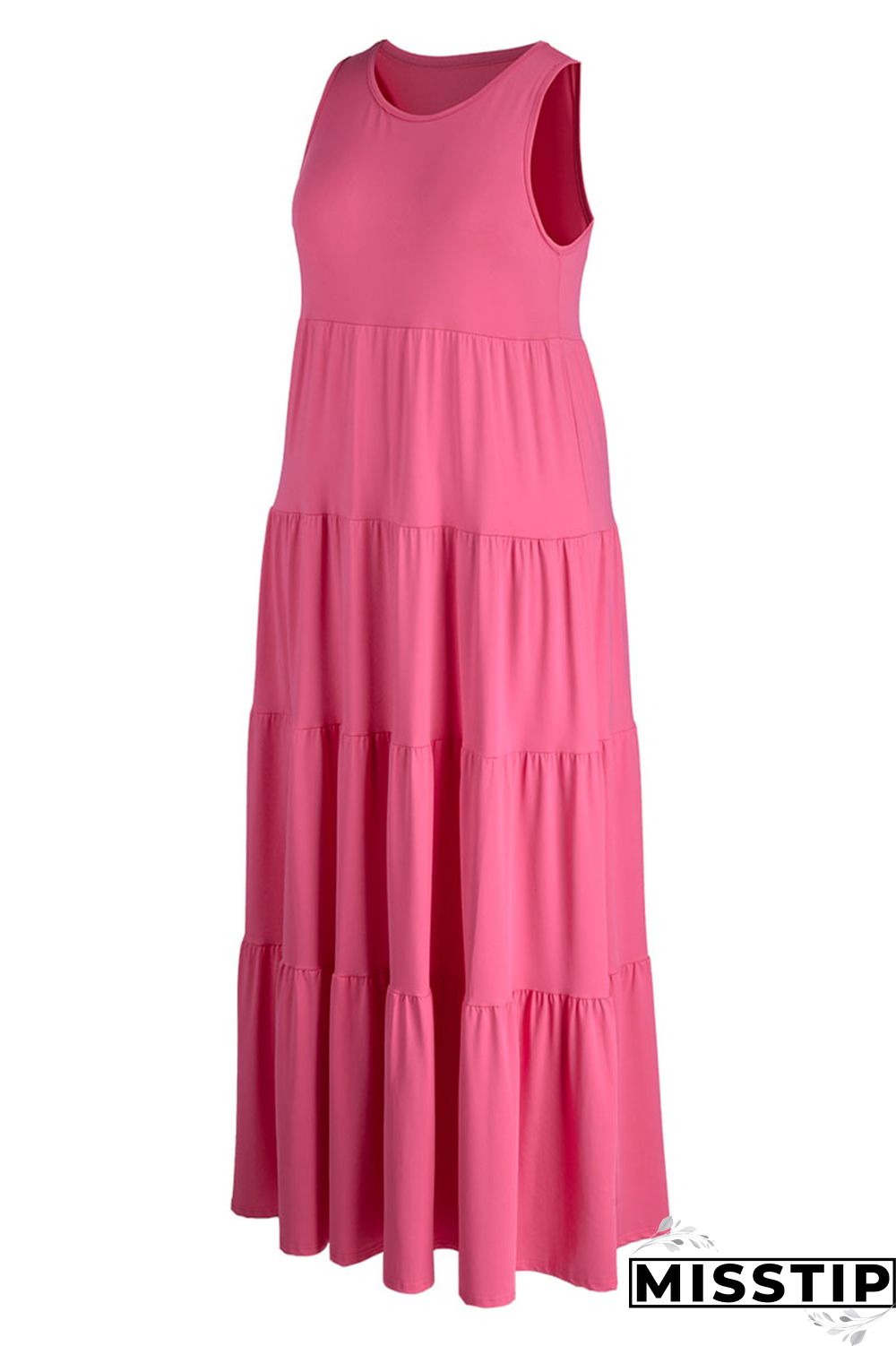 Black Fashion Casual Plus Size Solid Basic O Neck Vest Dress