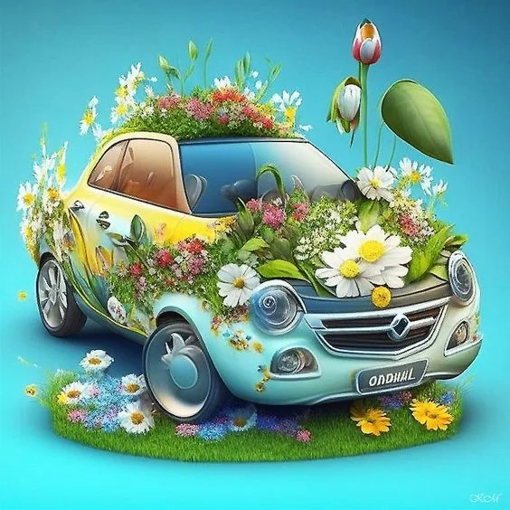Diamond Painting - Full Round Drill - Flower Car(Canvas|40*40cm)