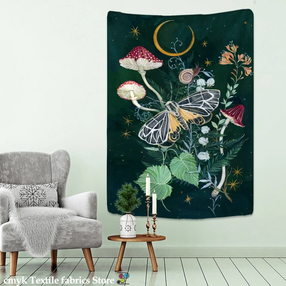 Nordic Psychedelic Butterfly Tapestry Wall Hanging Bohemian Hippie Witchcraft Tarot Science Fiction Room Home Decor