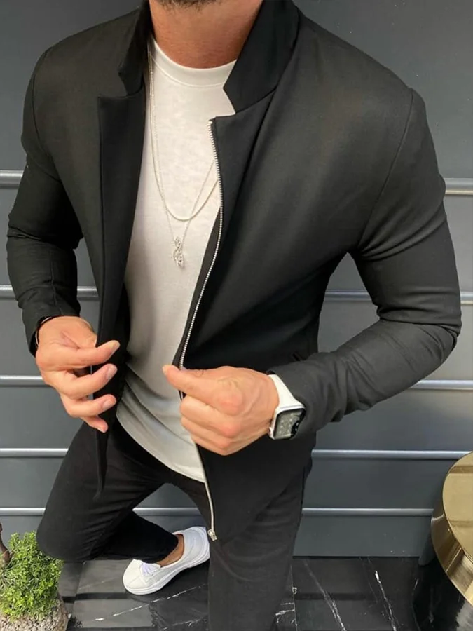 🔥Clearance Sale🔥Men Solid Black Jacket
