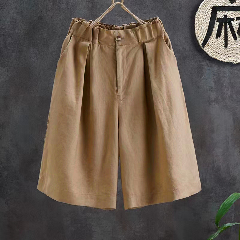 Arkget Shoes | Women's High Waist Linen-Cotton Wide-Leg Breathable Relaxed Shorts