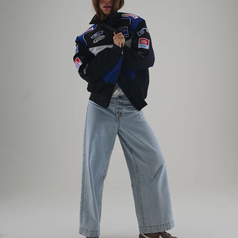 Unisex Racing Style Street Fashion Loose Racing Casual Print Jacket