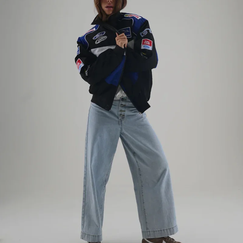 Unisex Racing Style Street Fashion Loose Racing Casual Print Jacket