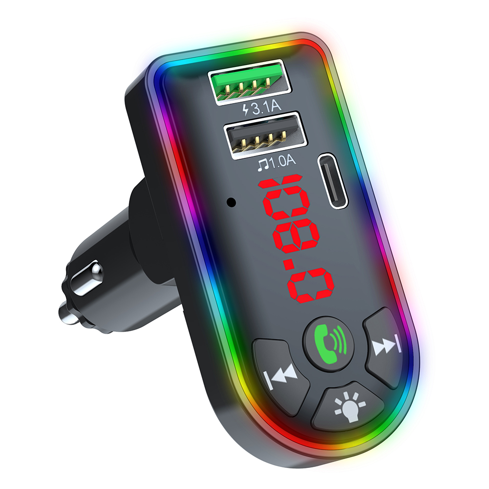 

F7 Car Bluetooth FM Transmitter LED Backlit MP3 Player PD+4.1A USB Charger, 501 Original