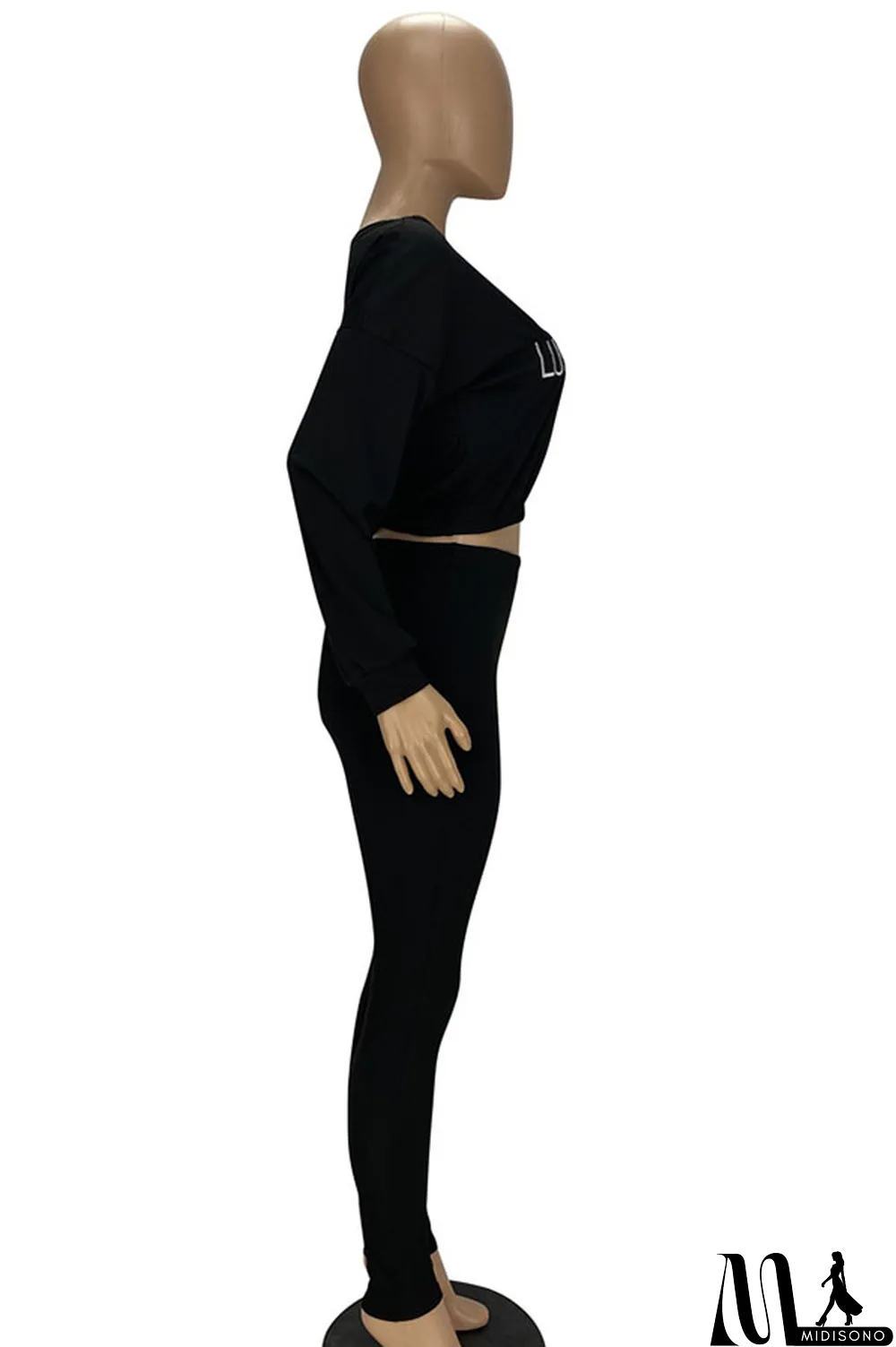 MidiSono - White Fashion Casual Pit Article Fabrics Letter Embroidered Boat Neck Two Pieces