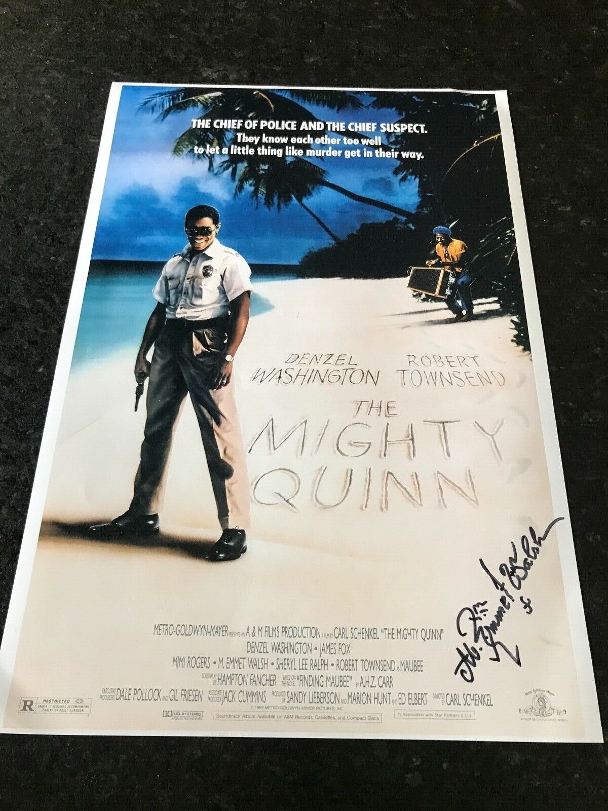 * M. EMMETT WALSH * signed 12x18 poster * THE MIGHTY QUINN * 1