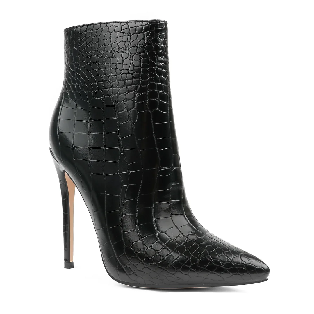 120mm Women's Ankle Boots Closed Pointed Toe Stilettos Autumn Dress Booties-MERUMOTE