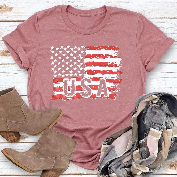 USA 4th of July Independence Day Round Neck T-shirt-018162-Annaletters