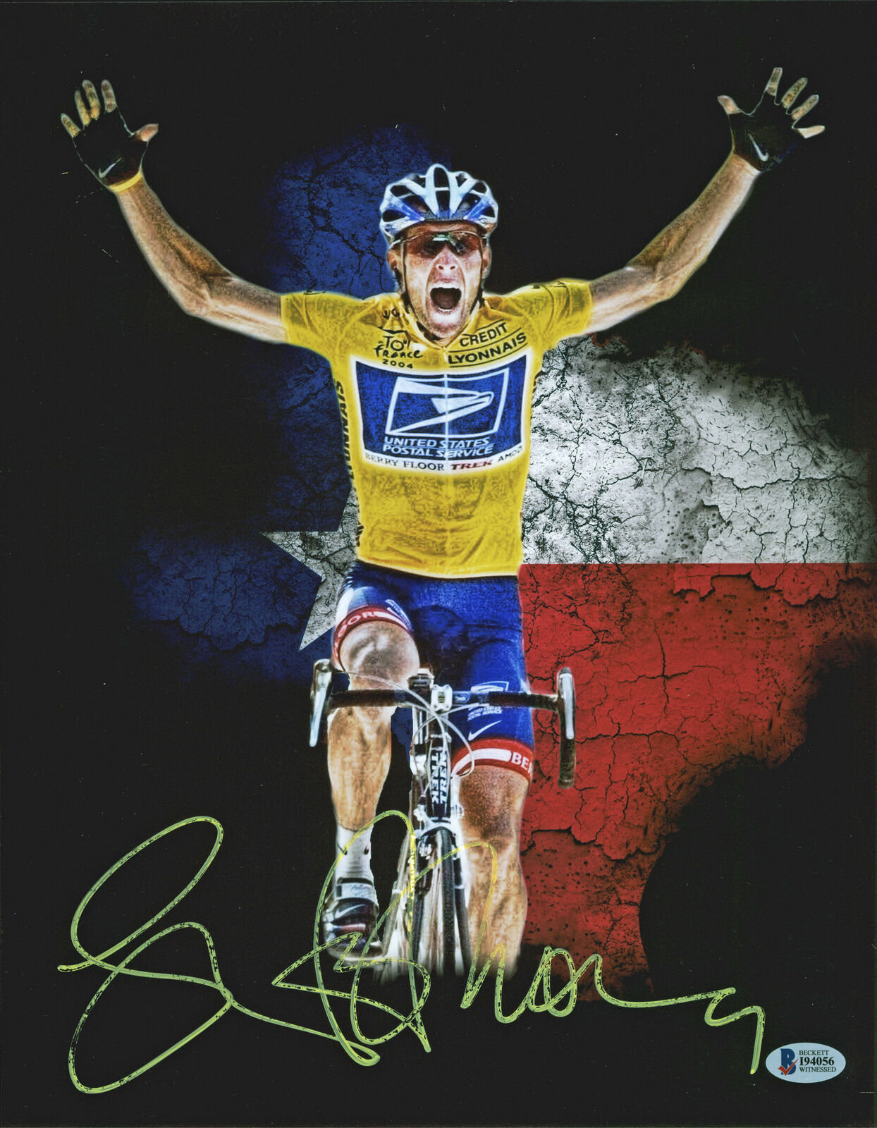 Lance Armstrong Authentic Signed 11x14 Photo Poster painting Autographed BAS Witnessed #I94056