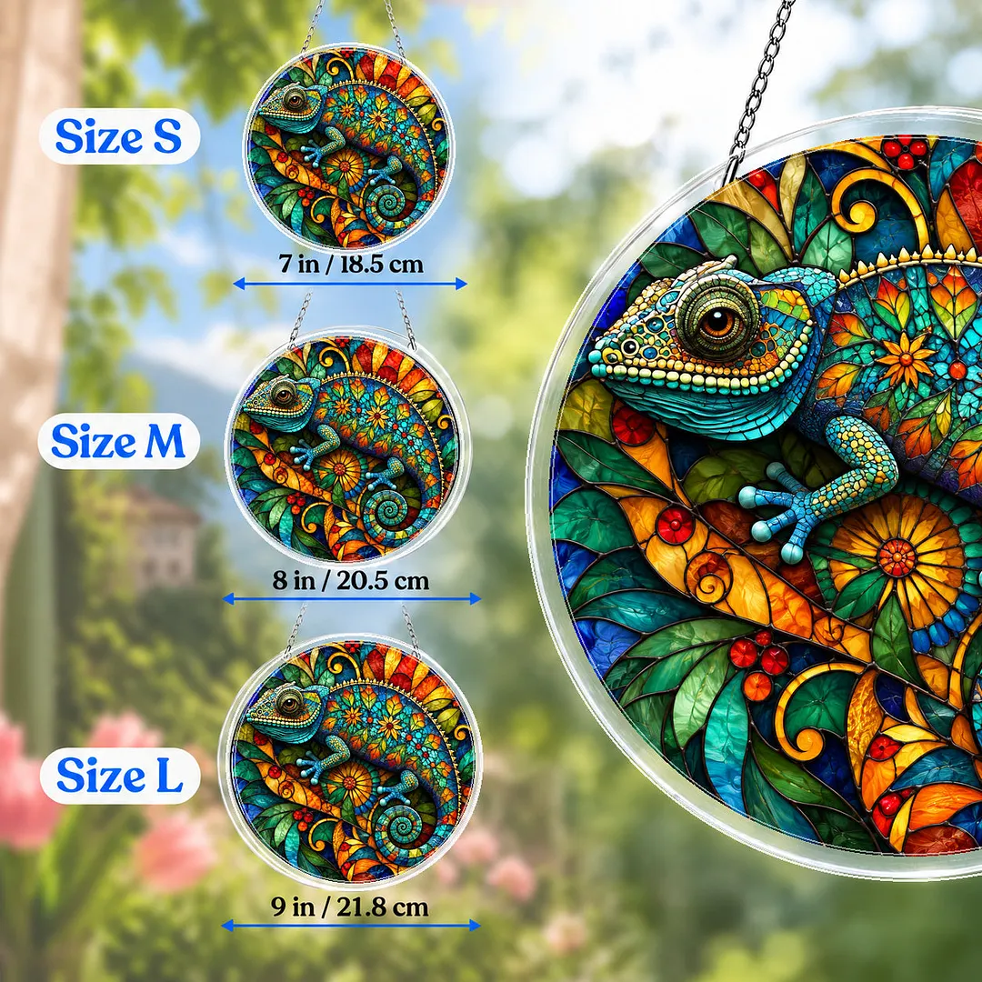 Tropical Chameleon Stained Glass Suncatcher Puzzle