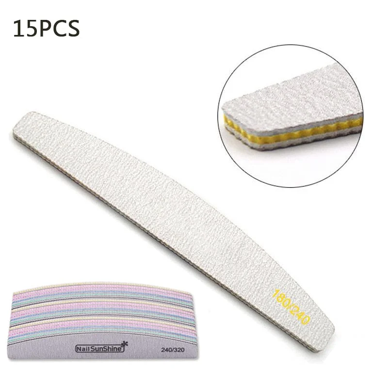 Professional Nail File 80/100 100/150 100/180 Half Moon Sandpaper Nails Sanding Nail Buffer Grinding Polishing Nail Art Tools-Nail Inspo