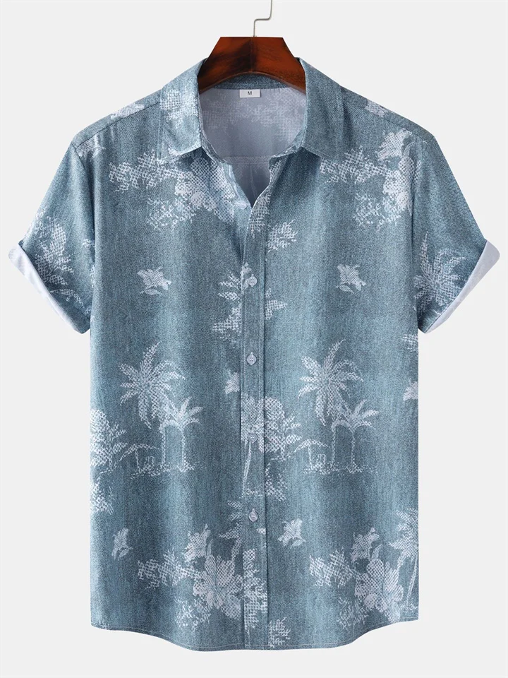 Men's Hawaiian Style Beach Digital Printed Men's Short Sleeved Shirt