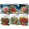 6PCS Xmas Flower DIY Diamond Art Greeting Cards Congratulations Cards & Gifts