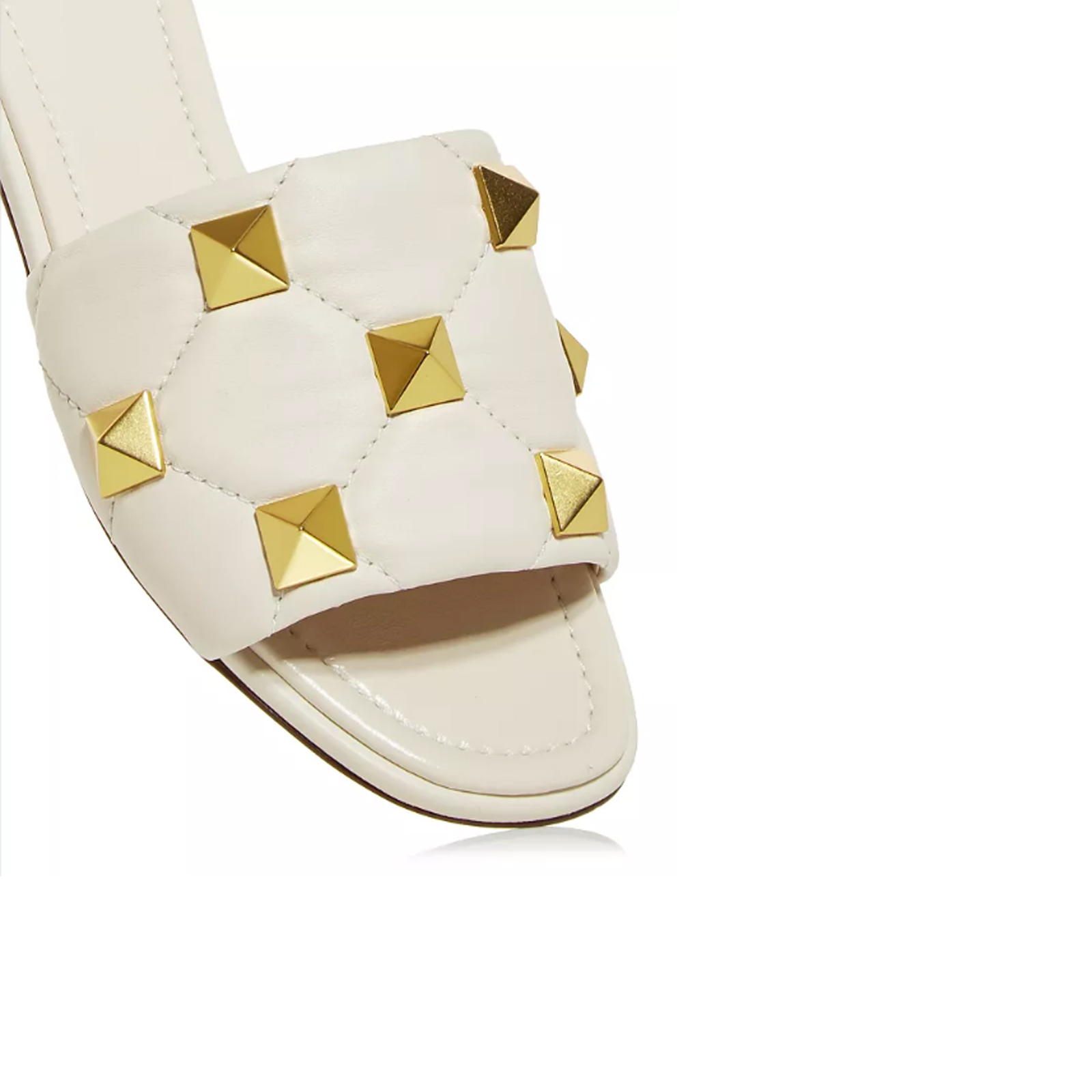 Women's Roman Stud Quilted Slide Sandals White-vocosishoes