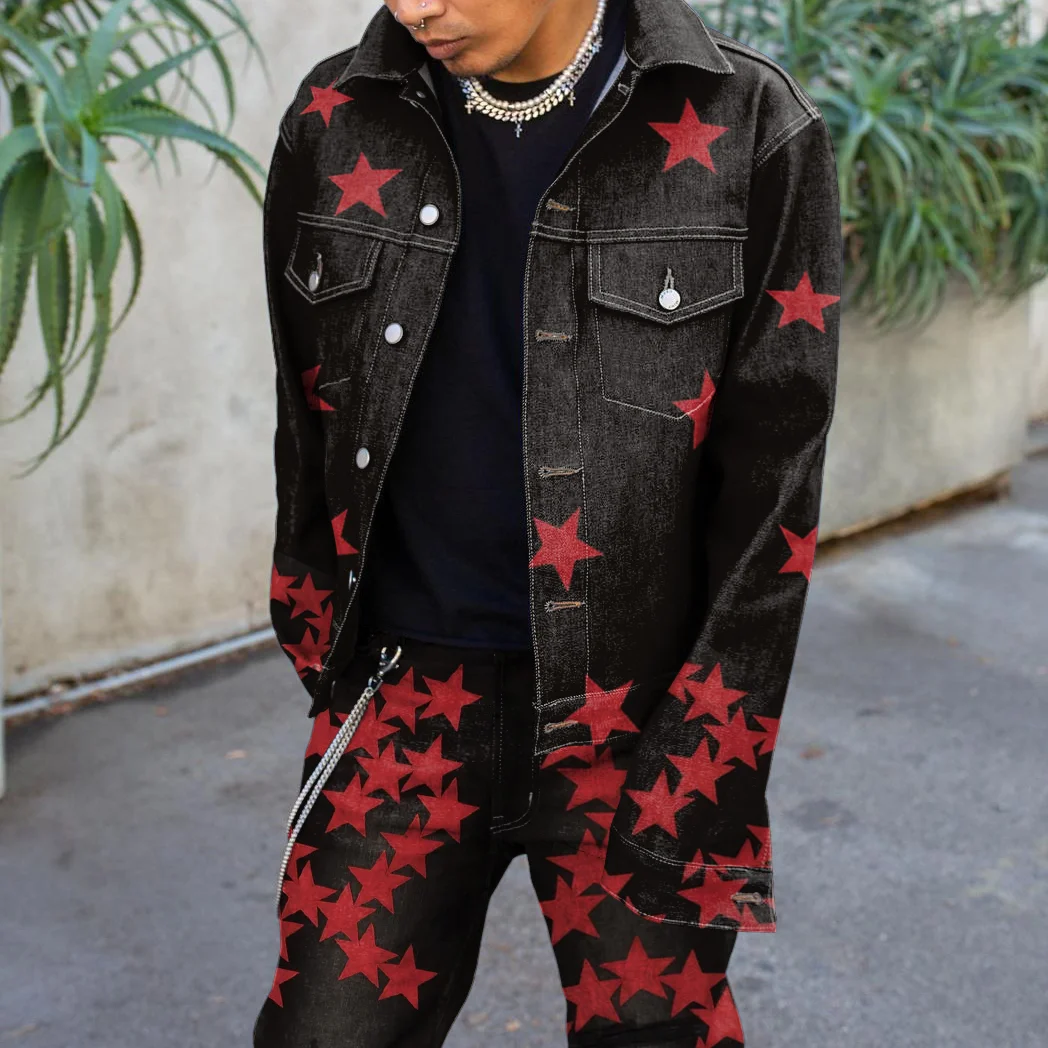 Retro hip hop star pattern jacket