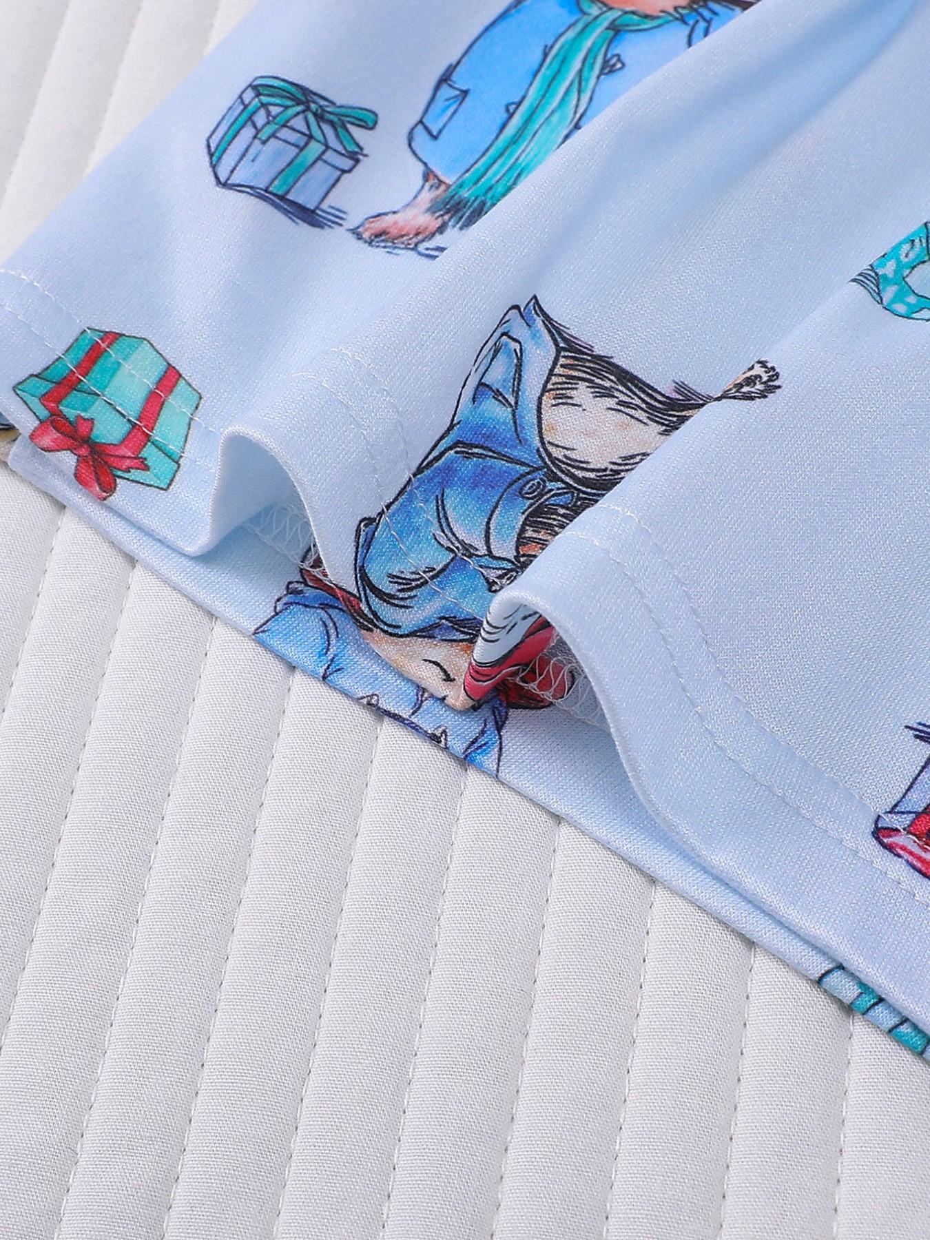 3-Piece Casual Women Pjs Pajama Set with Padding Bear Print, Short Sleeve Button-Up Top and Loose Shorts and Long Pants, Stylish Comfortable Sleepwear & Loungewear for Everyday and Holiday