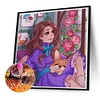 Diamond Painting -DIY Round Drill Girl Dog(40*40 CM)
